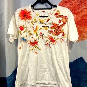 Johnny Was Embroidered Dragon Tee - Size M